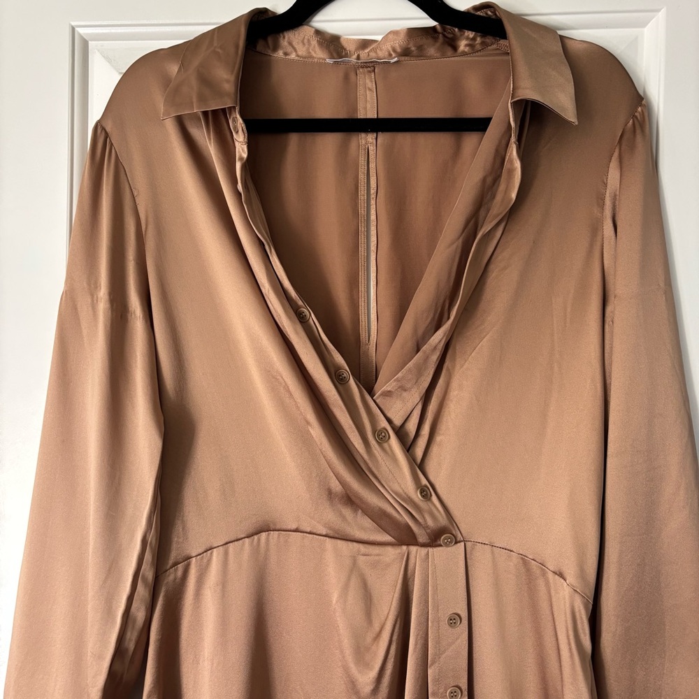 Reformation Satin Midi Dress in Rose Gold - Picture 4 of 12